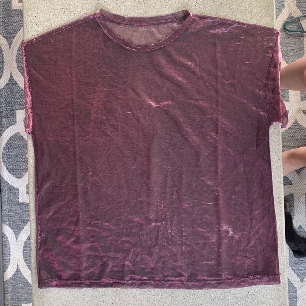 See through purple shirt